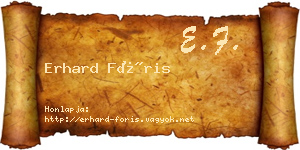 Erhard Fóris névjegykártya